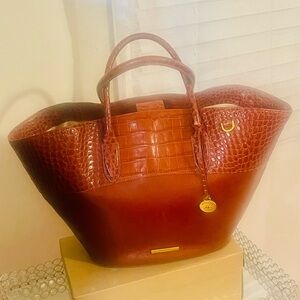 Brahmin TAN LIGHT Croc-Embossed Leather Tote